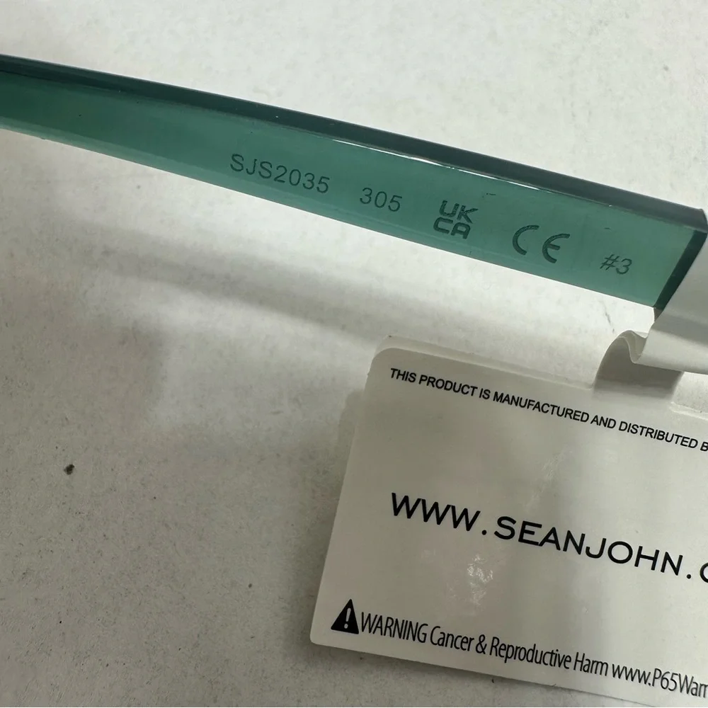 Sean John Emerald Green Vintage Retro Style Sunglasses w/ Gradient UV Lenses NWT